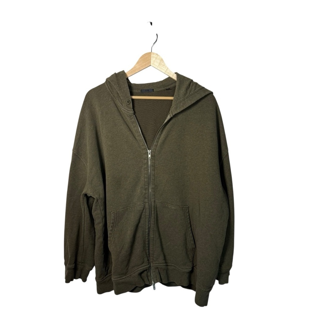 ATM Men’s French Terry Full Zip Hoodie in Olive Green Size M/L